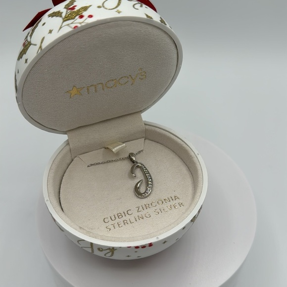 Giani Bernini Ornament Box with silver Cubic Zirconia J Initial Pendant Necklace - Picture 3 of 5